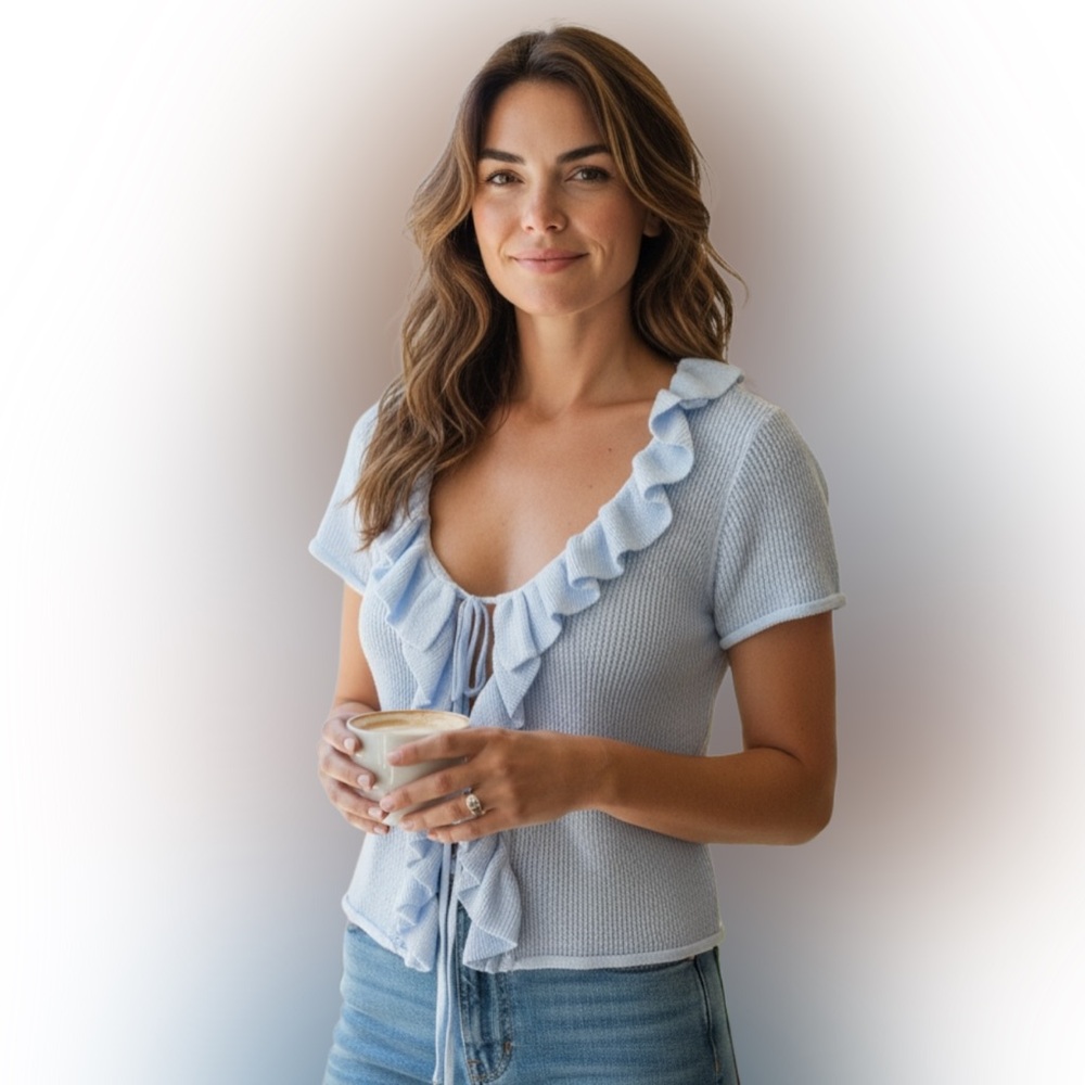 Wild Fable Sky Blue Ruffle Blouse